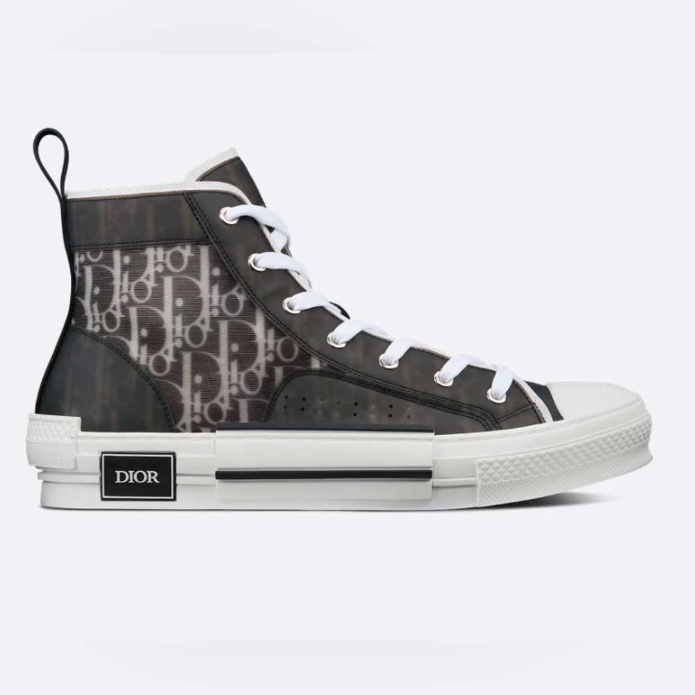 Dior-B23 High-Top Sneaker Black And White Dior Oblique Canvas Size US 10